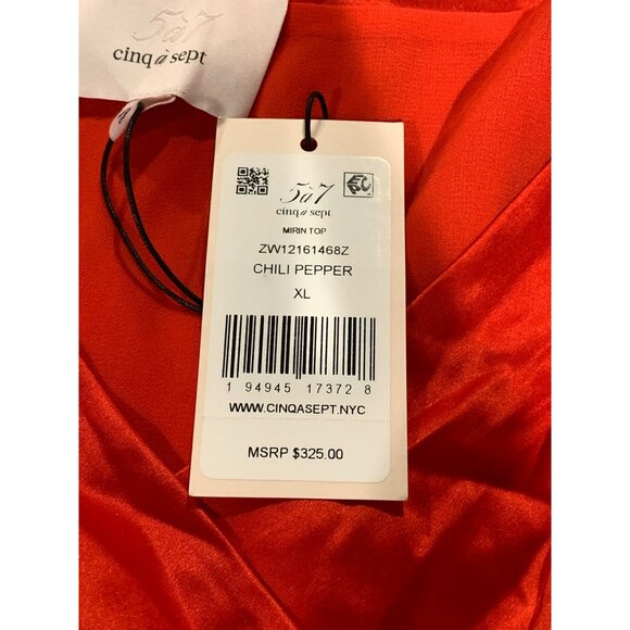 Cinq À Sept Chili Pepper Silk Wrap Tank Top XL NWT $325 - Picture 4 of 12